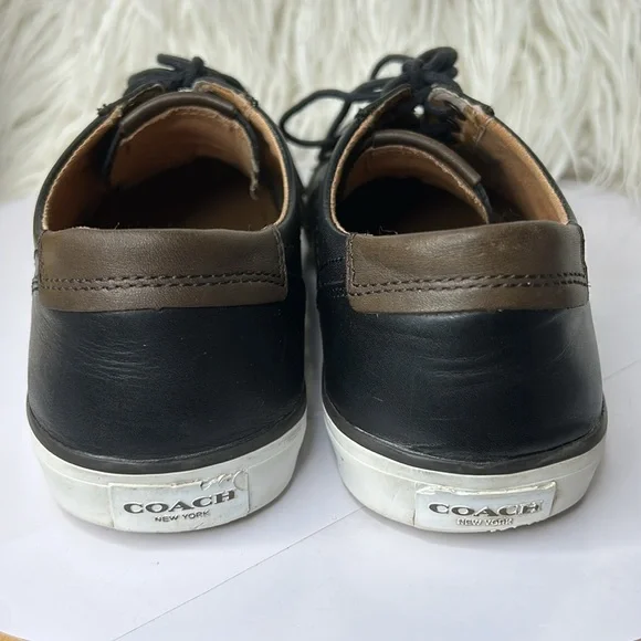 COACH Mens Shoes PERKINS TRAINER SNEAKER black leather Size 7. - Picture 9 of 14
